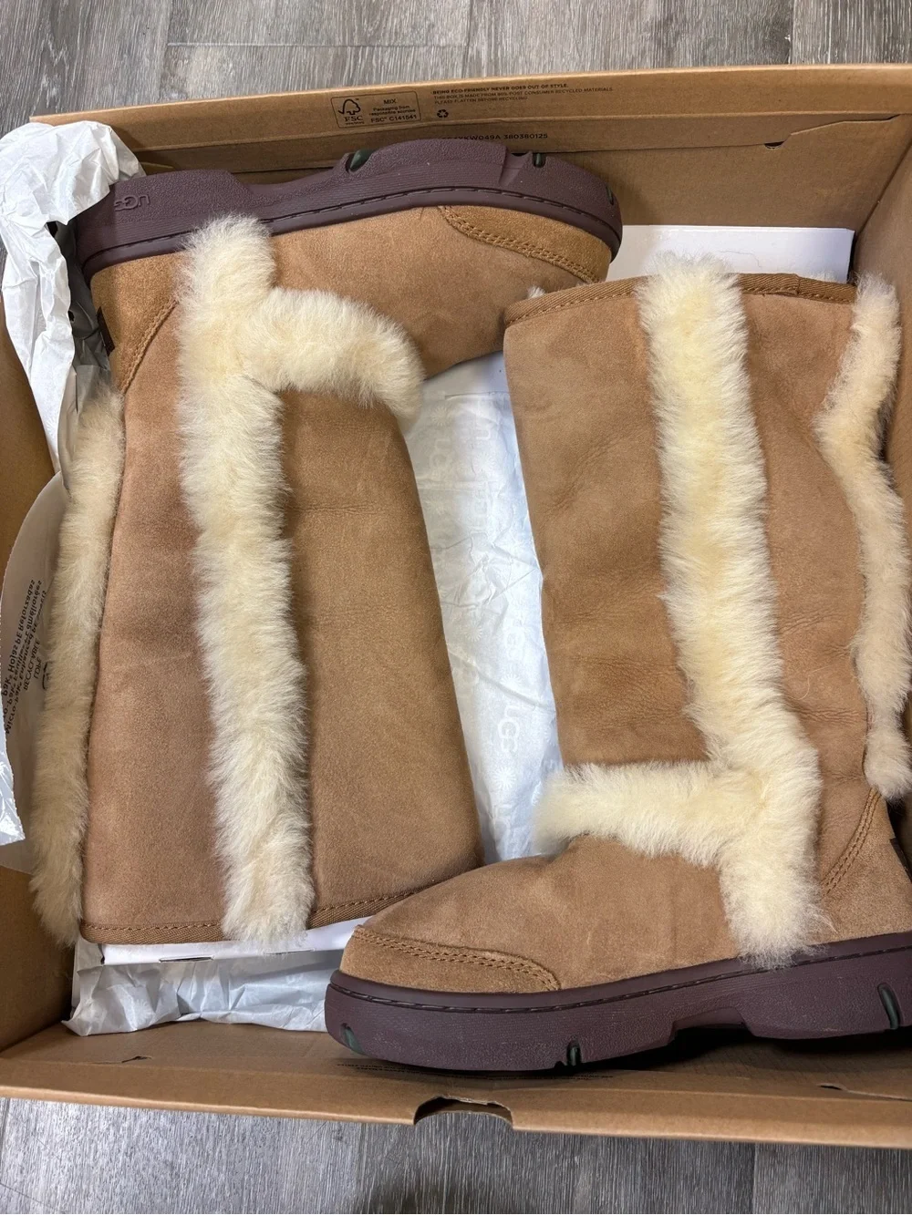 UGG | Sunburst Tall Boots In Chestnut Shearling Lined Size 5 NEW